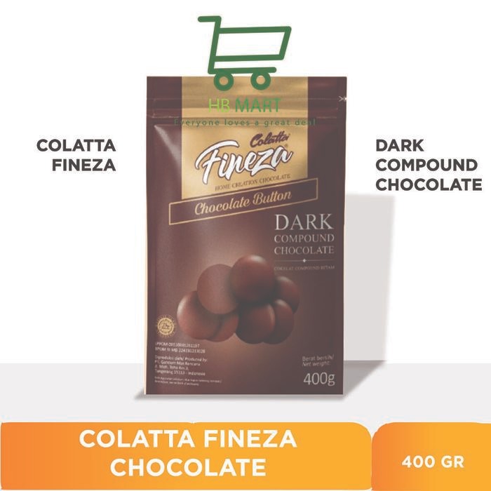 

COLATTA FINEZA Dark Compound Chocolate Button Cokelat Kancing 400 GR