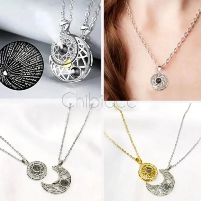 Glamourgemss Kalung Magnet Batu Proyeksi/Kalung Couple Pasangan/Kalung Couple Sahabat Liontin Magnet