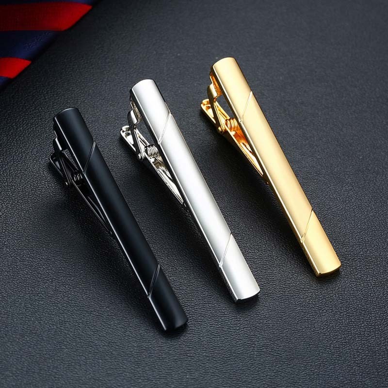 Glamourgemss Tie Clip/Jepitan Dasi/Penjepit Dasi/Pin Tie Gold Silver Bezel Penjepit Dasi Pria Tie