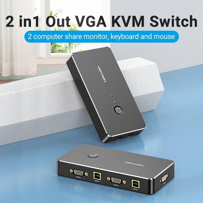 Terlaris Vention KVM Switch VGA USB Printer Sharing Keyboard Mouse PC SALE
