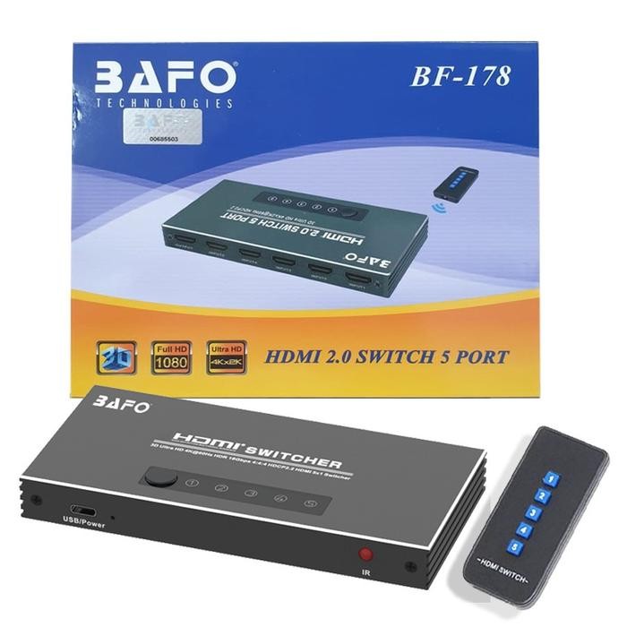 Terlaris BAFO BF-178 HDMI 2.0 4K SWITCH 5 PORT SALE