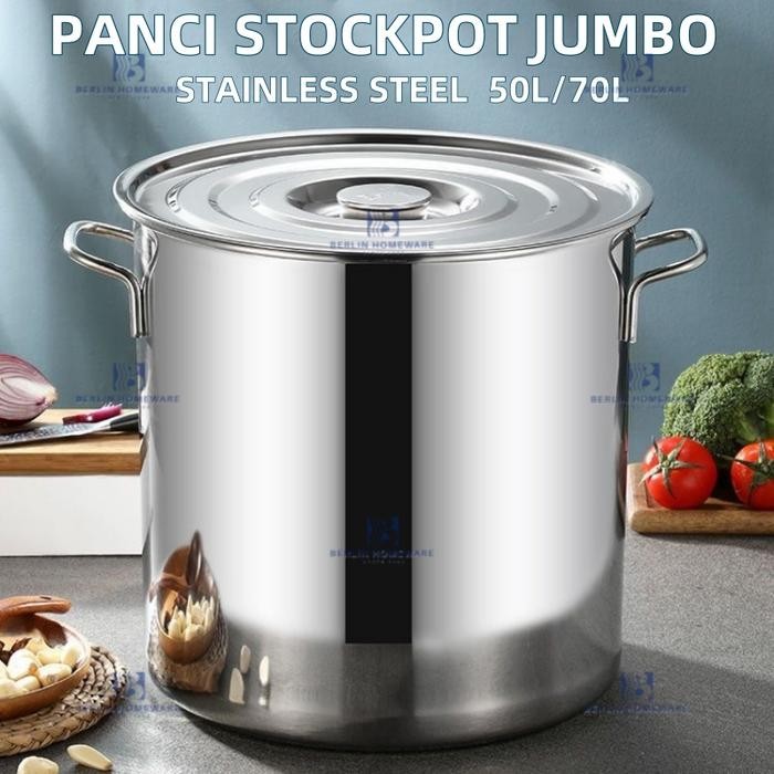 Panci Presto dan Tutup Panci Catering Panci Jumboo Dandang Pot Stainless Steel Peralatan Masak