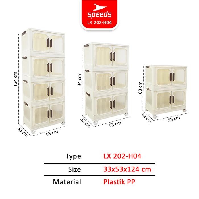 SPEEDS Rak Kabinet Susun Lipat Storage Foldable Cabinet Stabil Kuat Rak Tas Sepatu Plastik Lemari