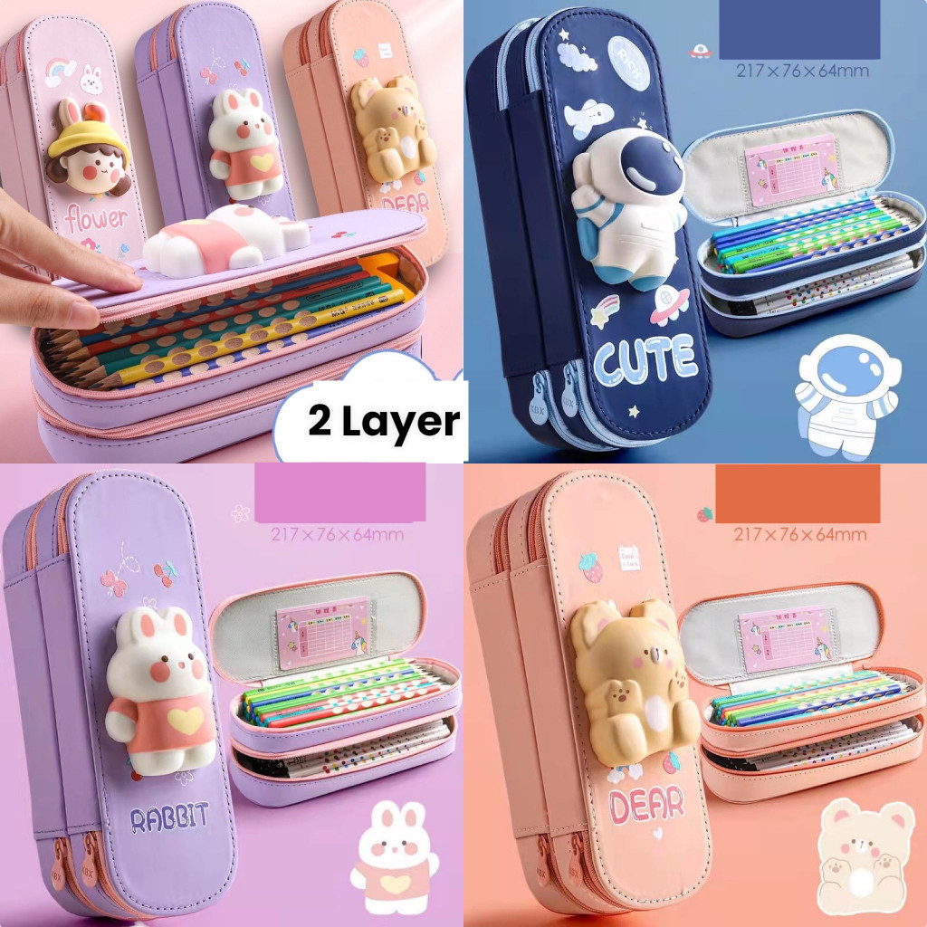 

Kotak Pensil 3D Squishy Tempat Pensil Hardcase Waterproof Pencil Case Anak Lucu 2 Tingkat 2 Lapis