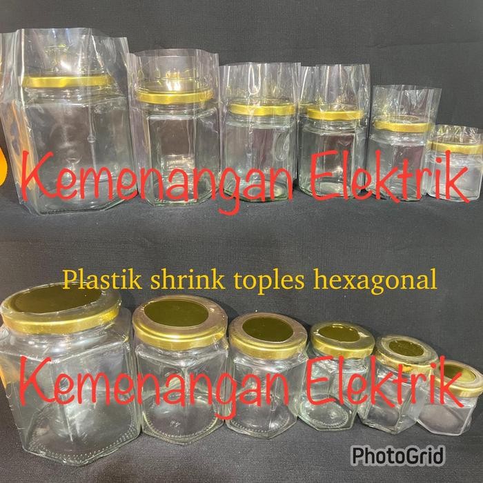 Plastik shrink / plastik segel toples jar hexagonal 500ml 300ml 200ml 100ml 80ml 45ml (1pack isi 50