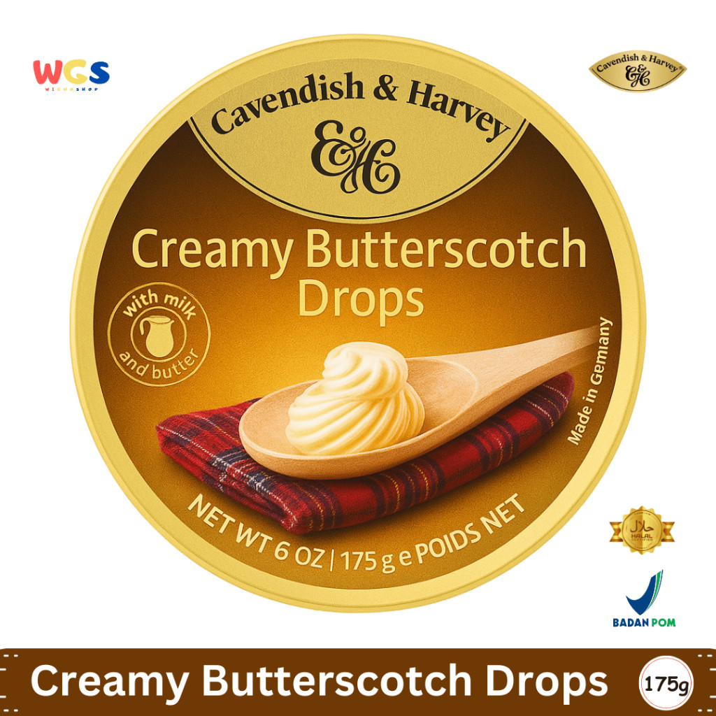 

Cavendish & Harvey Creamy Butterscotch Drops 175g - Permen Lembut Rasa Karamel Mentega