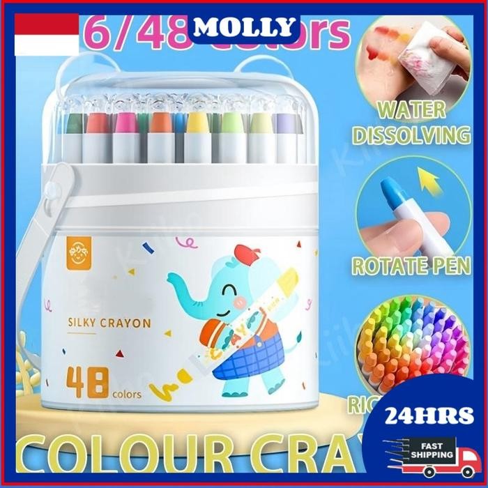 

Crayon Putar Washable 24/36/48 Color Crayon For Kids Tidak Beracun Yang Dapat Dicuci Seni Gambar