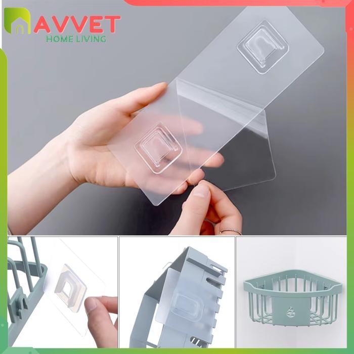 Terlaris Avvet-(Cod)Lem Rak Gantungan Bentuk Persegi Panjang Gantungan Dinding Rak Kamar Mandi