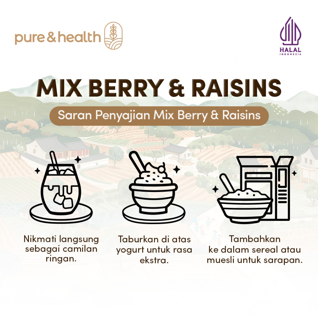 

Mix Berries and Raisins 250 Gram Pure and Health - Buah Berry Kering Cranberry Kismis Goji Berry