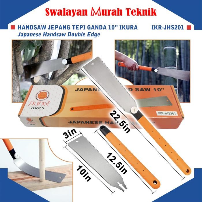 PREMIUM IKURA GERGAJI JEPANG RYOBA 2 SISI SAW RIB CUT CROSS DOUBLE EDGE