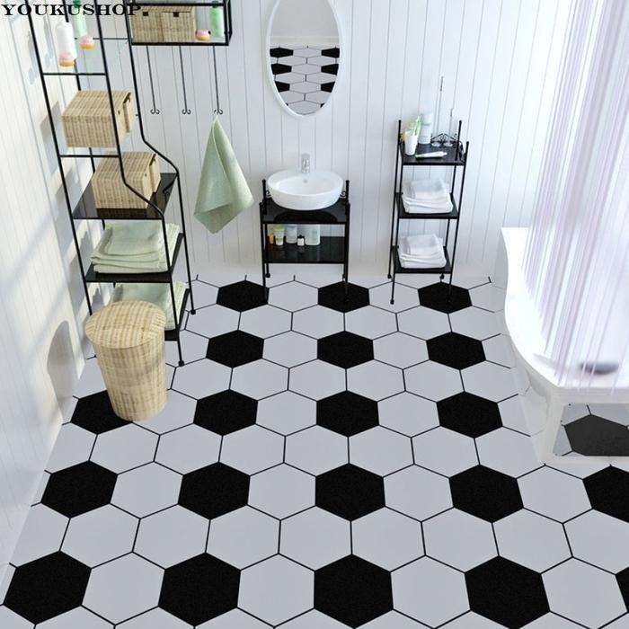 IS New Wallpaper Lantai Stiker Dinding Wallpaper Kamar Mandi Tahan Air