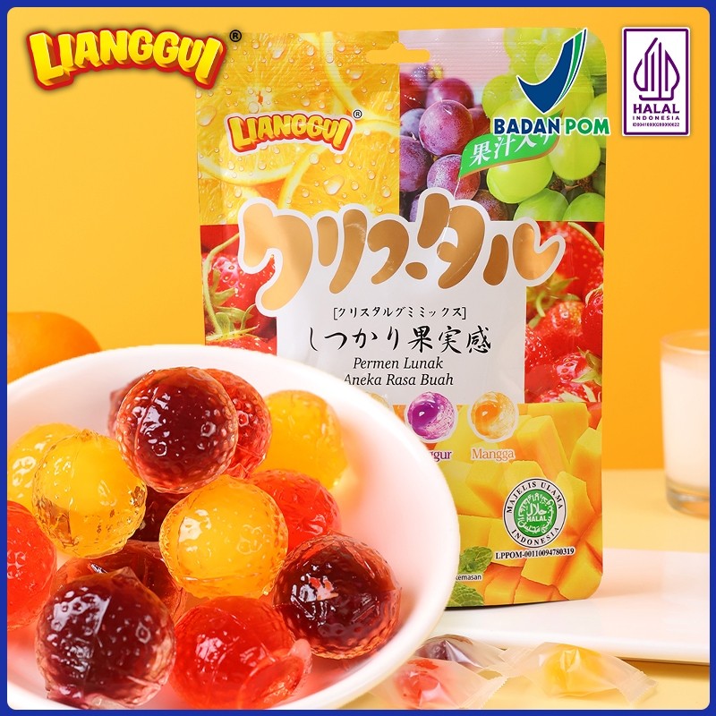 

Lianggui Permen Krim Buah 108g, permen lunak dengan rasa buah yang viral, cemilan halal.