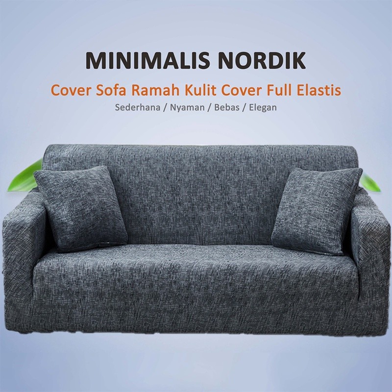DESOWOCO Cover Sofa sarung sofa striped sofa cover/Elastic Sofa Cover Grid / Sarung Penutup Sofa