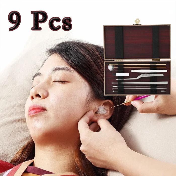 Cod 9Pcs Alat Pembersih Telinga Stainless Pembersih Kuping Alat Kotoran Telinga Alat Untuk