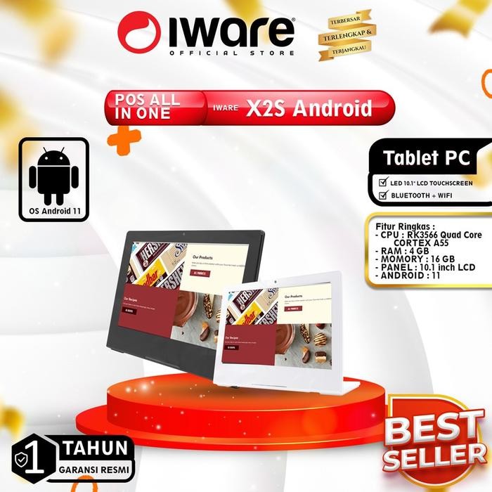 MESIN KASIR ANDROID ALL IN ONE POS TOUCHSCREEN IWARE X2S 4GB 16GB LAYAR GRATIS ONGKIR