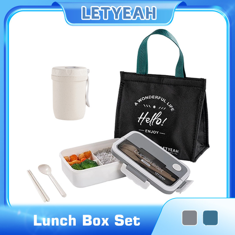 letyeah Kotak makan set /lunch box set cangkir sup tas bekal set/tempat makan bento box anak /BPA
