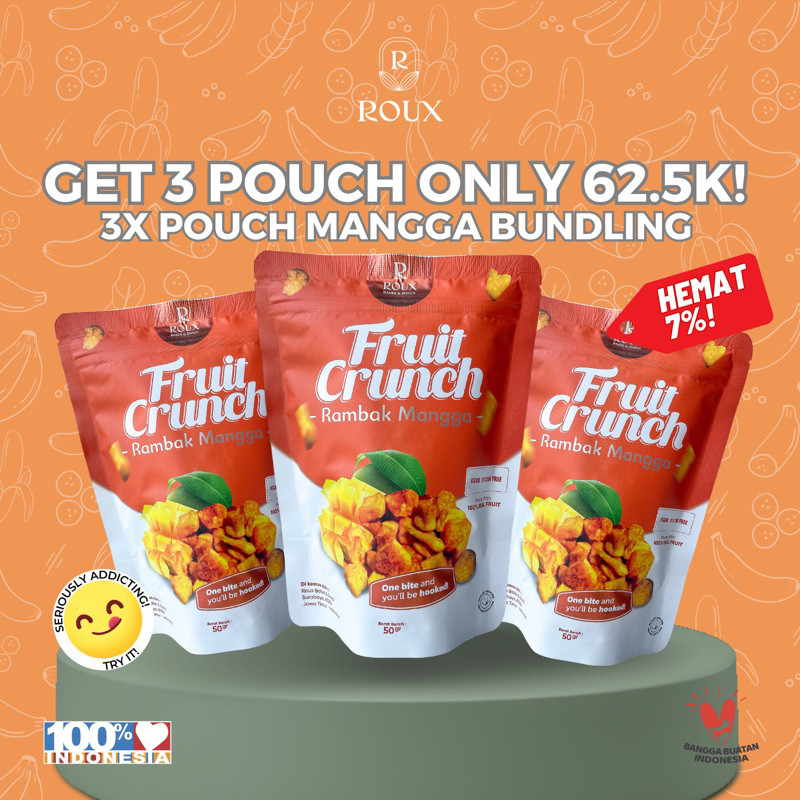 

Eumsig Roux Fruit Crunch Rambak Buah Mangga 50G Premium Sehat Healthy Snack Tanpa Gula Tambahan