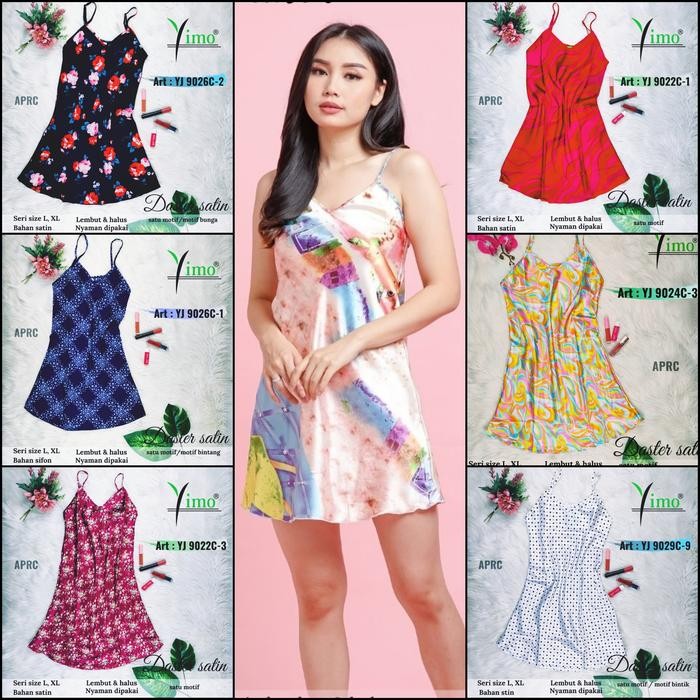 daster wanita import tanktop satin dress kembang