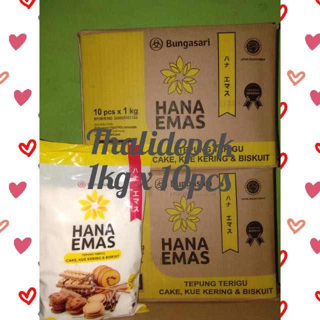 

Terlaris Bungasari Hana Emas 1Kgx10=1 Dus, Tepung Protein Rendah U Cake,Kuker