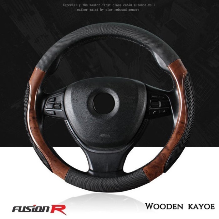 PREMIUM INNOVA REBORN Cover Sarung Stir Setir Mobil WOODEN KAYU Kulit FUSION R