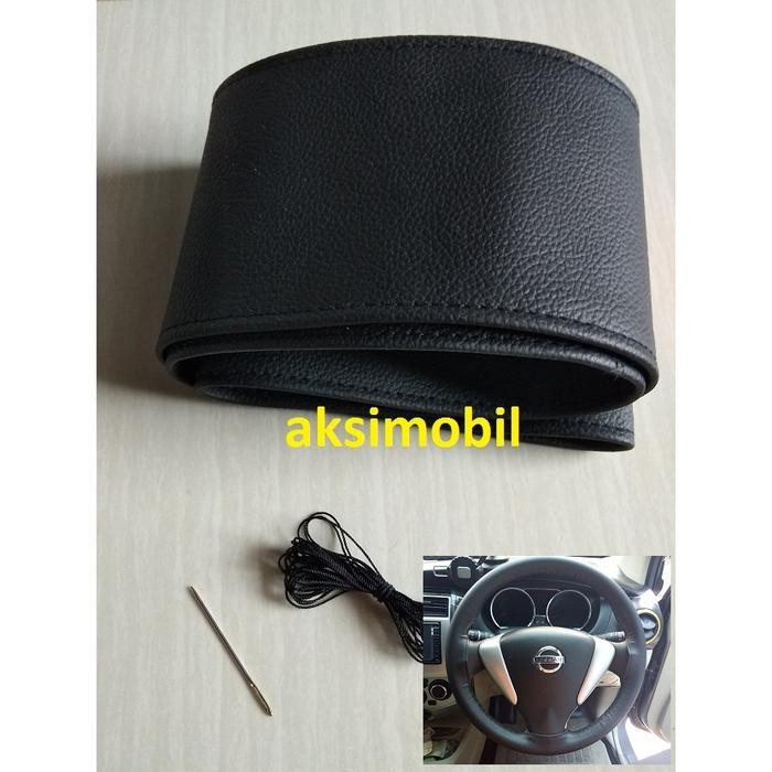 PREMIUM Setir /Cover Stir Mobil Sarung Stir Hitam jahit hitam MBtech uk 38cm