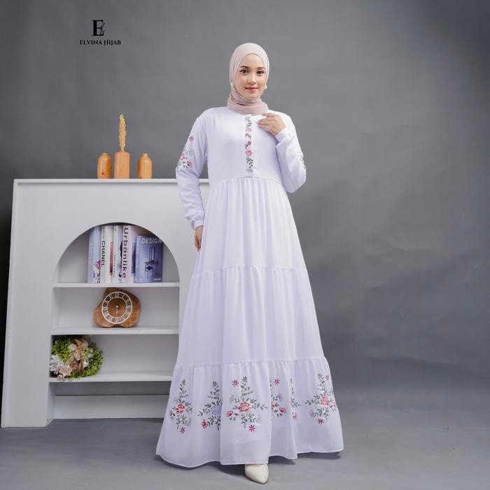 ZAHRA DRESS GAMIS PUTIH CERUTY BABYDOLL BORDIR