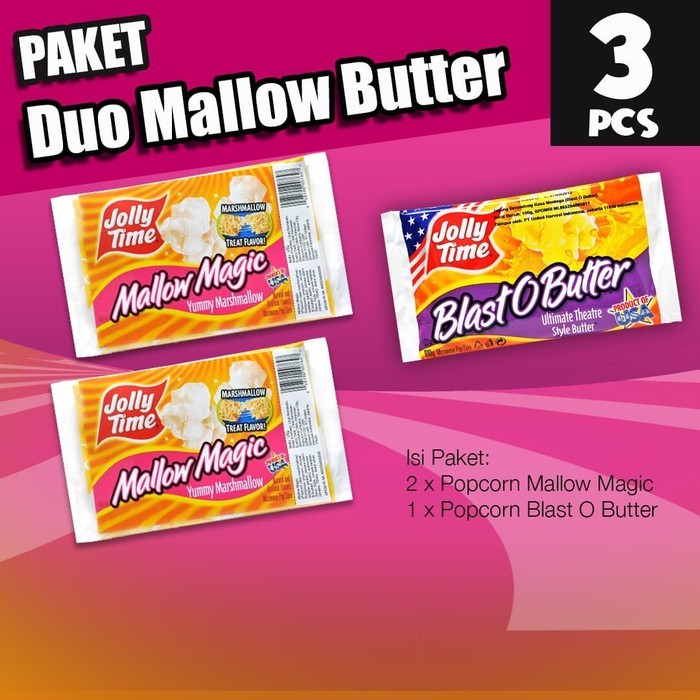 

Jolly Time - Paket Duo Mallow Butter (2MM, 1BOB) - Mircowave Popcorn