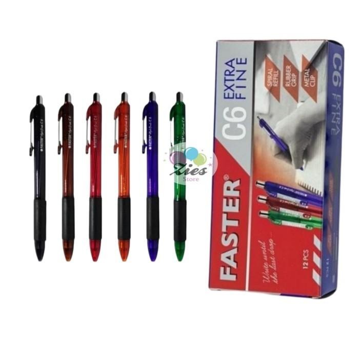 

Ready JT pulpen faster C6 0.7mm / ballpoint C6 extra fine per pack isi 12