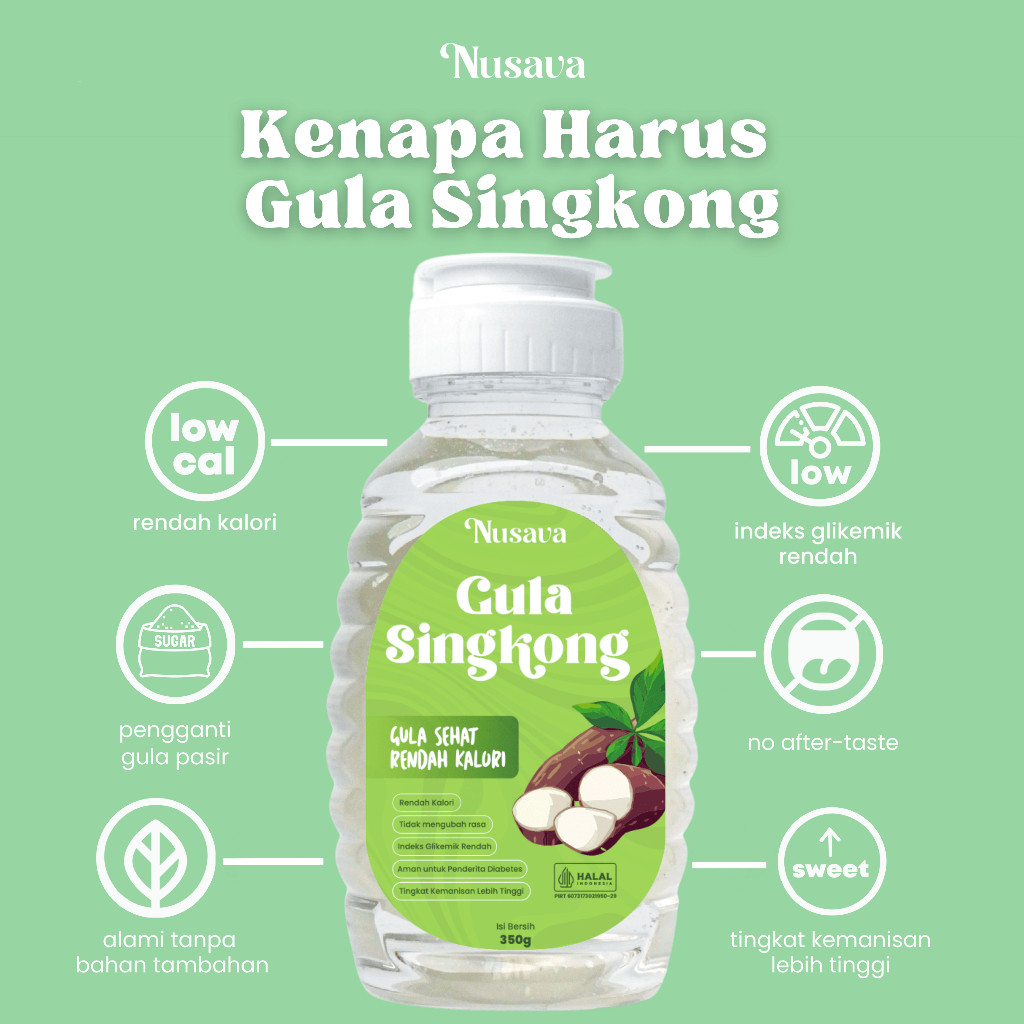 

Gula Singkong Nusava - Pemanis Alami Rendah Kalori - Natural Sweetener - 350gr (250ml)