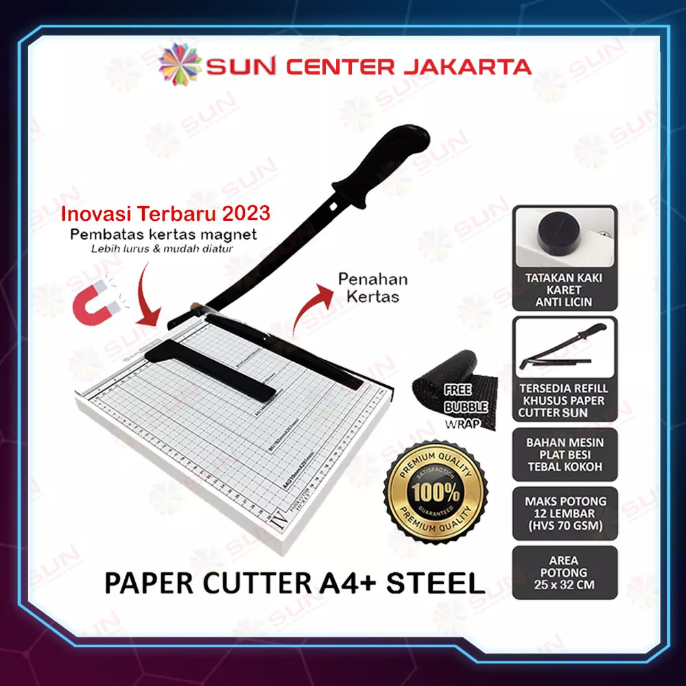 

Paper Cutter A4 / A4+ ( Alat Potong / Mesin Pemotong Kertas HVS, Sticker, Dos, PVC ID Card, Yellow
