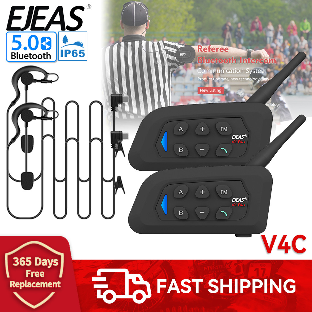 EJEAS V4C PLUS Football Referee Intercom Headset Intercom 4User Soccer Bluetooth Headset Full Duplex
