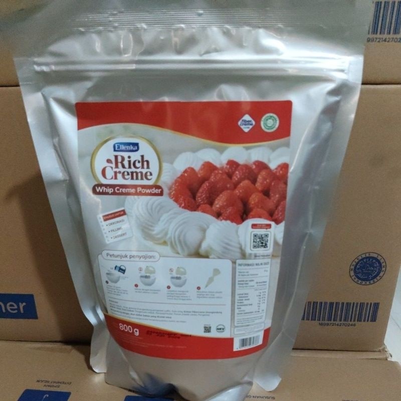 

Rich Creme Whip Creme Powder Ellenka 800 gram (khusus untuk dekorasi kue, filling dan dessert)