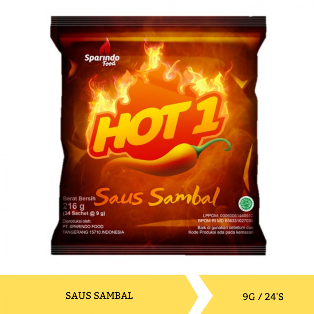 

( BERKAH ) Saus Sambal Hot 1 Stick Sachet 24 Sachet x 9 gr Saus Sambal Extra Pedas Saos Hot One Saus