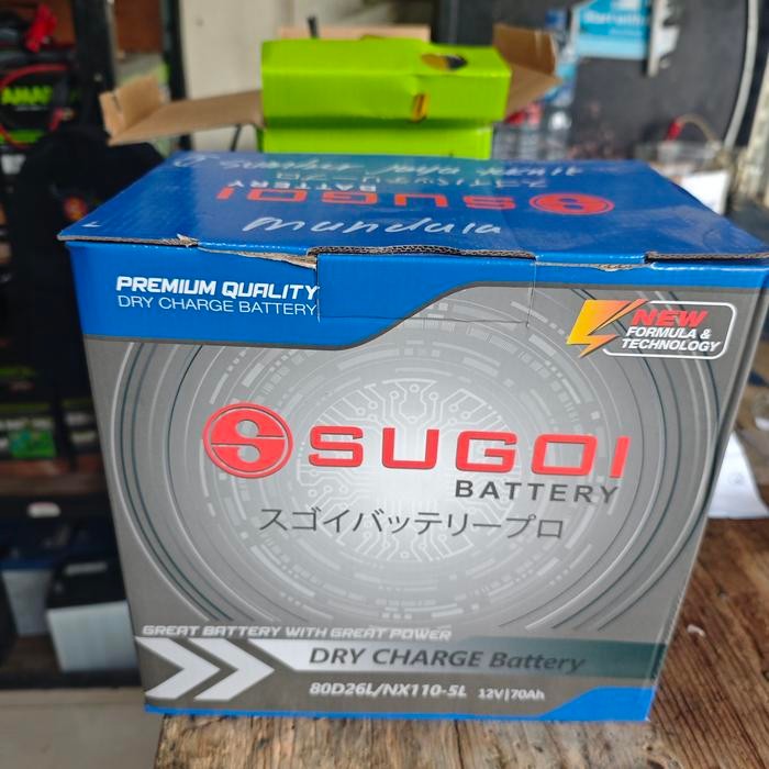 Aki Baterai Basah Sugoi 80D26L/Nx110-5L 70Ah Innova Harrier Fortuner