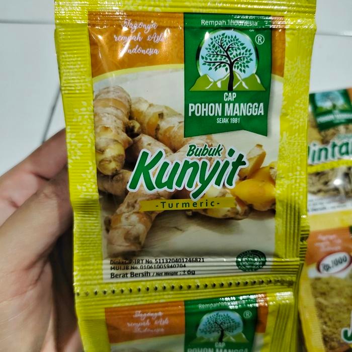 

Terlaris Kunyit Bubuk Cap Pohon Mangga 1 Renceng Isi 12 Sachet