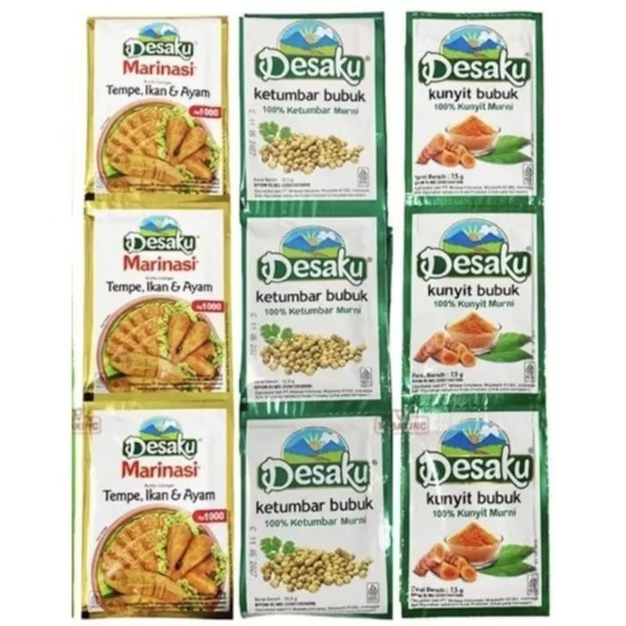 

Terlaris Bumbu Desaku Marinasi Serbaguna Kunyit Ketumbar Bubuk 1 Renceng Isi 10 Pcs