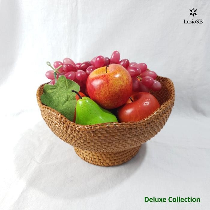 LusioSB Mangkuk Buah Rotan Estetik Keranjang Buah Fruit Basket