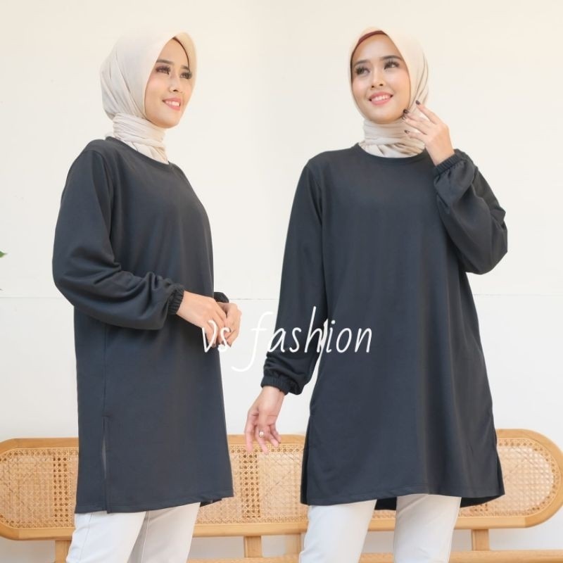 Pola Mewah Kaos Tunik Wanita Polos Baby Terry Lembut