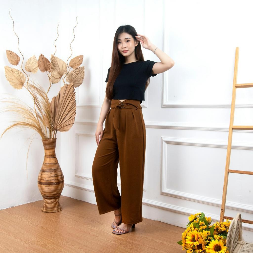 Pola Mewah Celana Kulot Highwaist Ravi Pants Wanita Celana Cullote Panjang