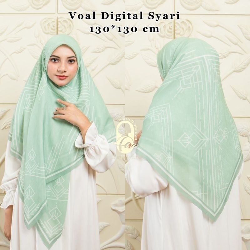 Pola Mewah Hijab Segi Empat Voal Motif Syari Uk 130 X130 / Hijab Segi Empat Syar'I Motif Voal Sublim