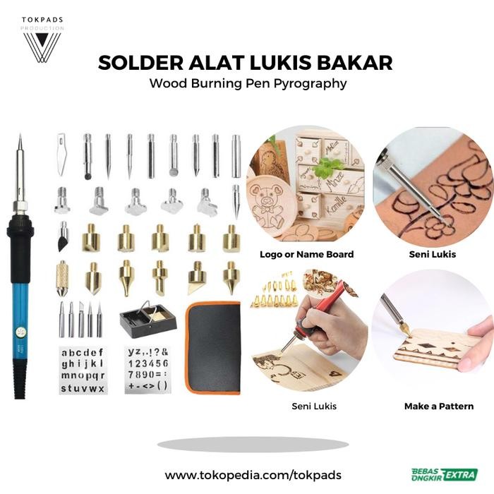 

Solder Alat Lukis Bakar Kayu Pyrography Wood Burning Carving 37 Set
