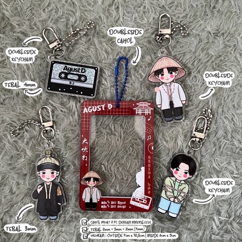 Flowpartt Cahol & Keychain Agustd Photocard Holder Agustd Suga Bts