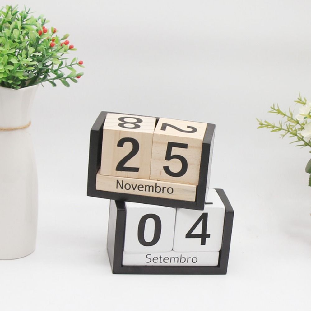 

Modern Reusable Wooden Calendar Block Cute Durable Desktop Removable Calendar Small Perpetual Calendar Ornaments Date Display