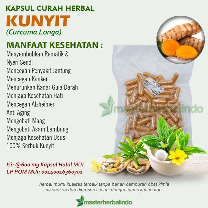 

Terlaris Kunyit Kapsul Curah Herbal 600Mg Maag Anti Aging Asam Lambung Jerawat