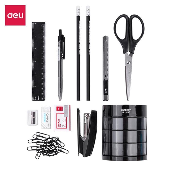 

Deli Set Alat Tulis Kantor ATK / Stationary Set Paket Hemat Super Lengkap E38253 Hitam Metal Pen