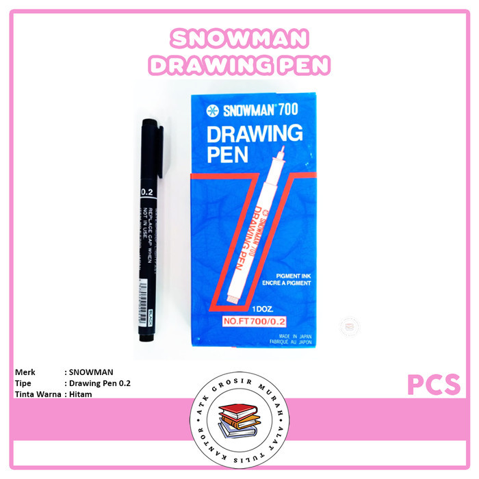 

GROSIR!!! Drawing Pen Snowman 700 Hitam 0.2 ATK