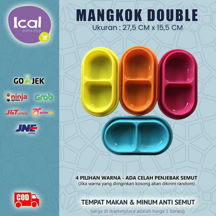 

Mangkuk Makanan Dan Minuman Kucing Double Ukuran 27x15cm Anti Semut