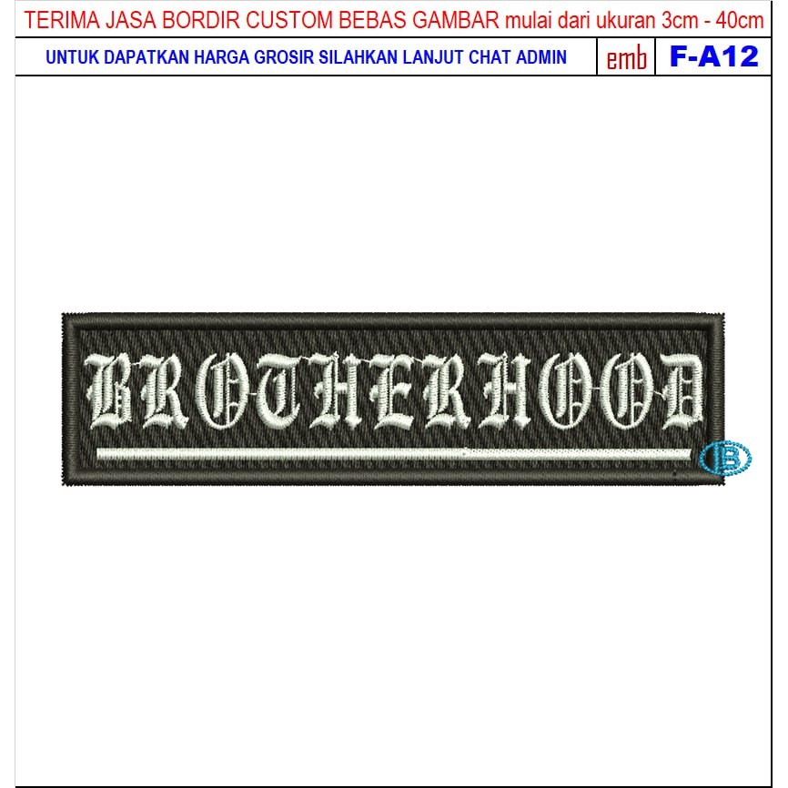 HD-109 PATCH BORDIR BROTHERHOOD MOTORCYCLES/RACING/CLUB