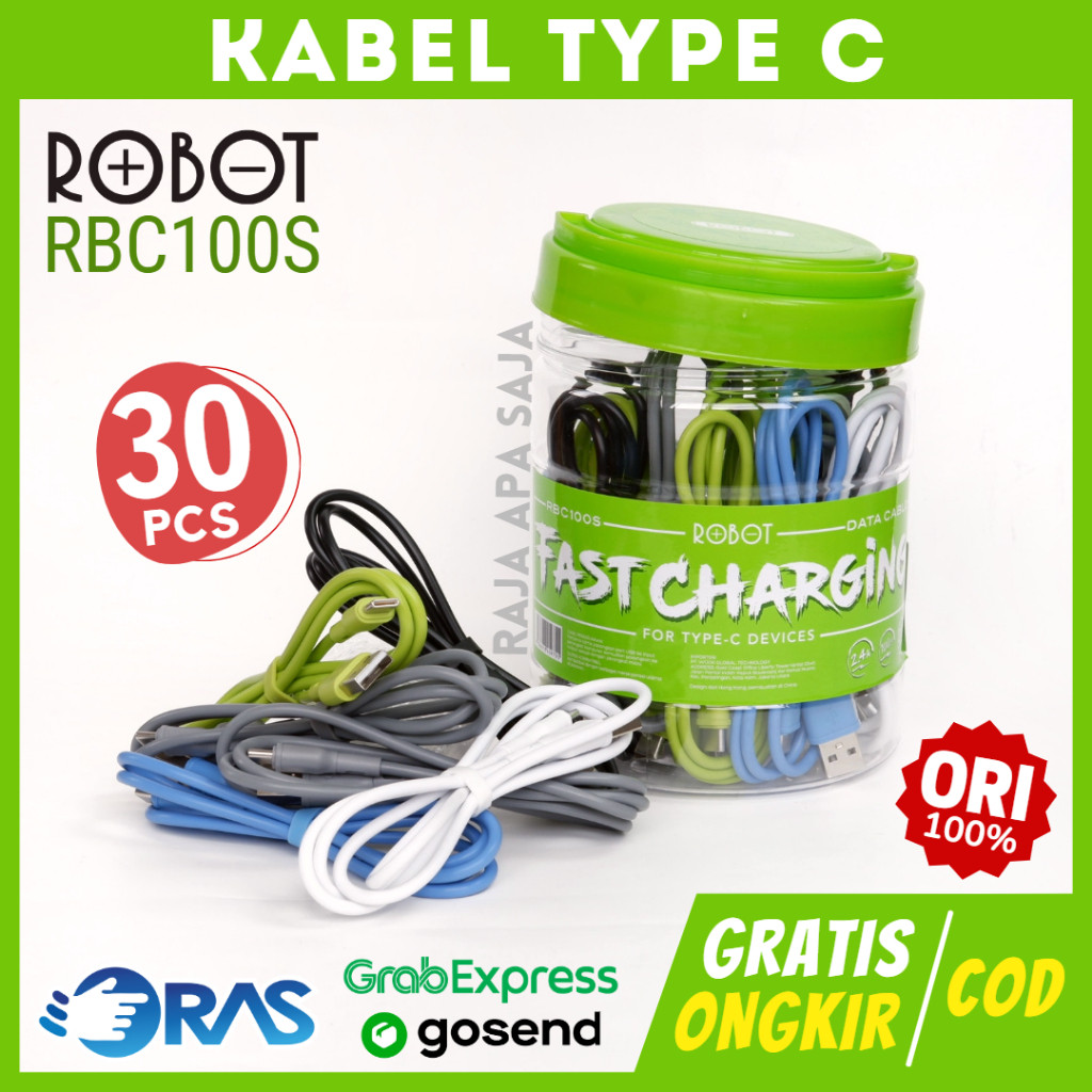 Kabel Data Charger Type C Isi 30 / 20 / 10 Pcs Robot Olike - Carger Casan Tipe C Tepsi Taepsi Fast