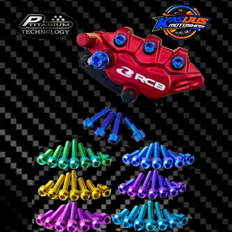 baut kaliper rcb titanium satu set 4 pcs pnp semua kaliper rcb